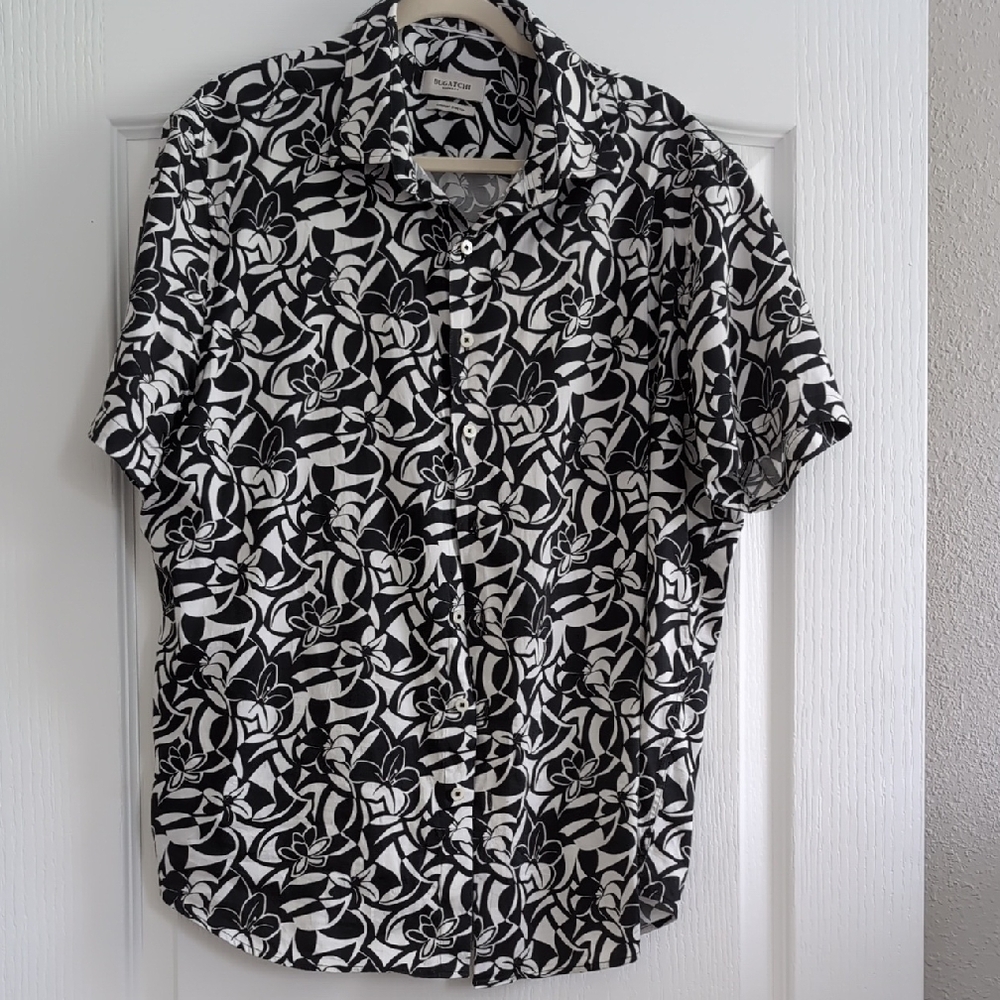 Bugatchi Black and White Casual Button Down Shirt